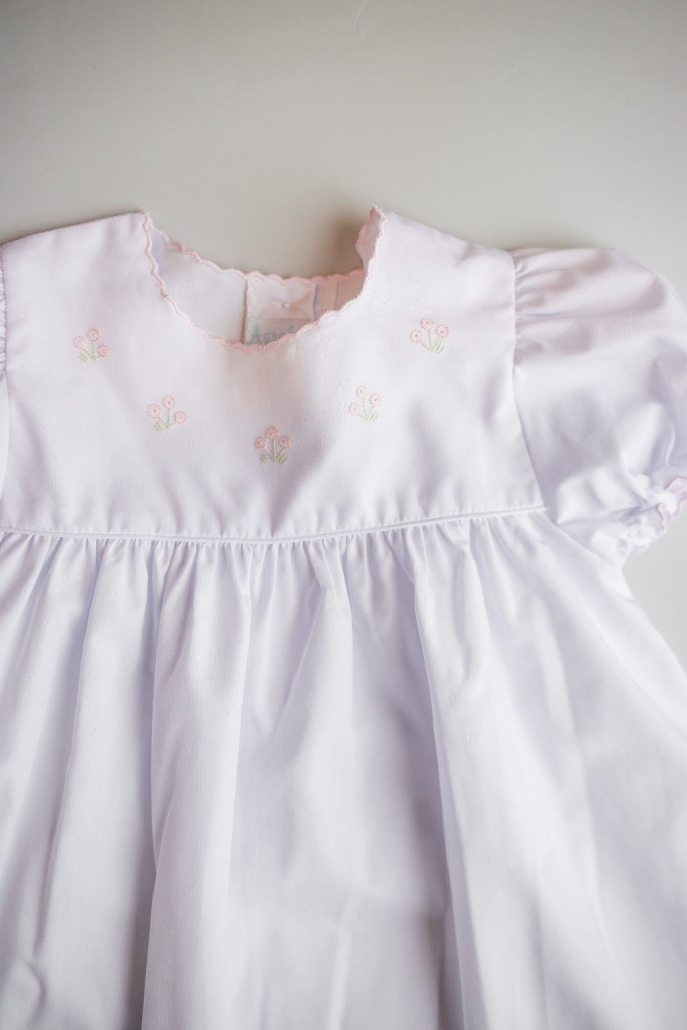 Phoebe Bunny & Flower Embroidered Girl's Dress | Pink/White