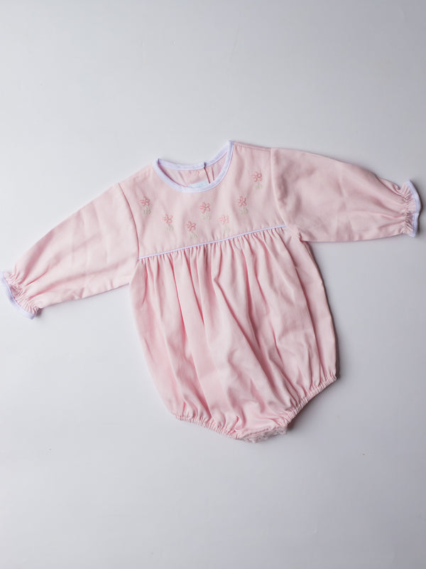 Long Sleeve Baby Blooms Embroidered Bubble | Pink