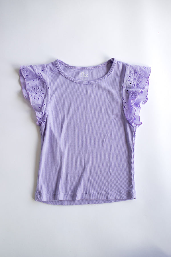 Lavender Eyelet Flutter Sleeve Top