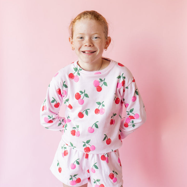 Cherry Print Sweatshirt | Pink