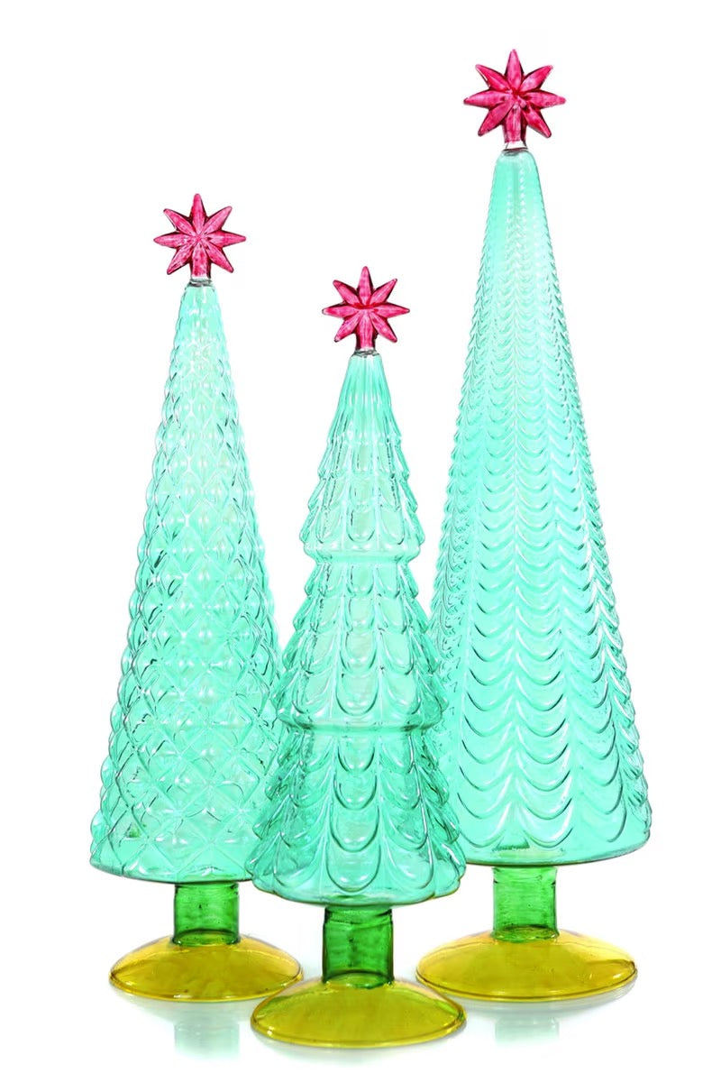 Translucent Tree Set of 3 | Green + Pink