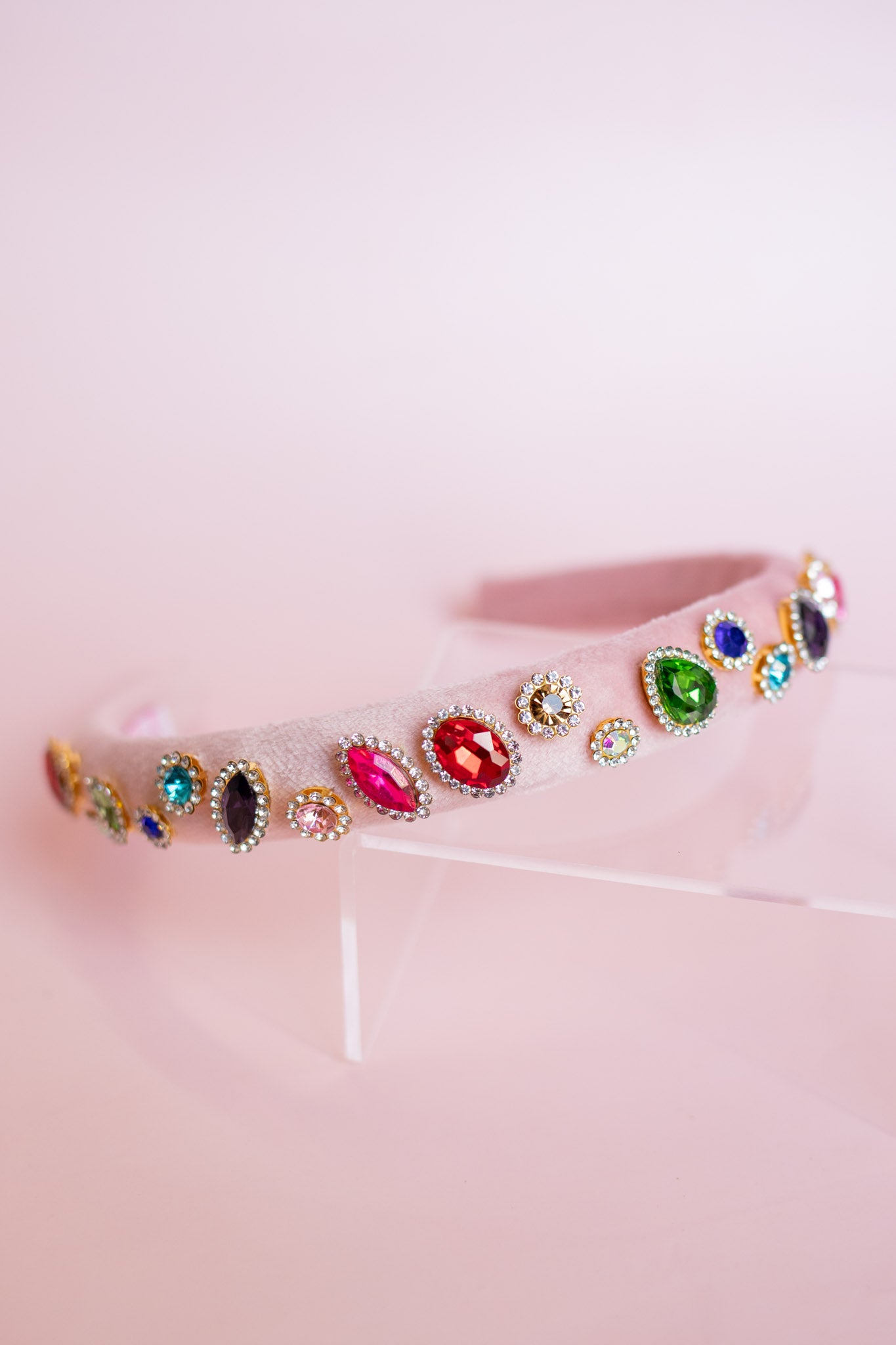 Velvet Padded Jewel Headband | Pink