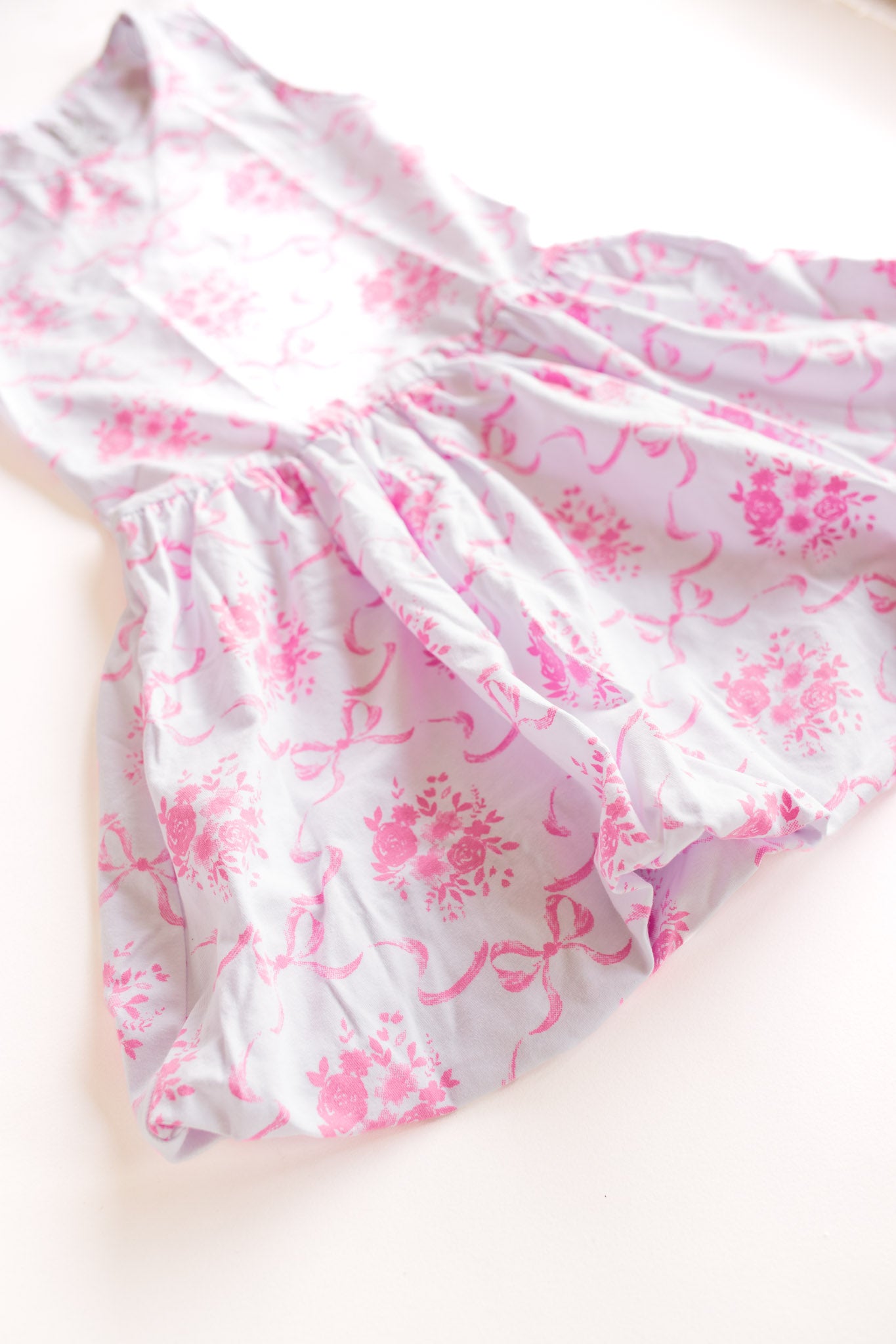 Bubble Hem Tank Dress | Pink Bow Toile