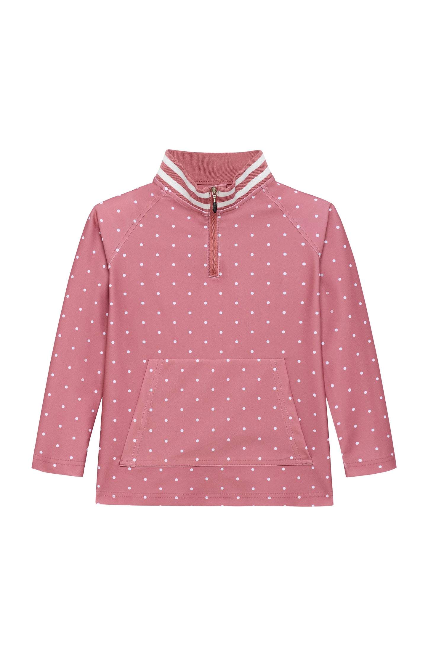 Girls Dusty Pink Polka Dot Retro Half-Zip