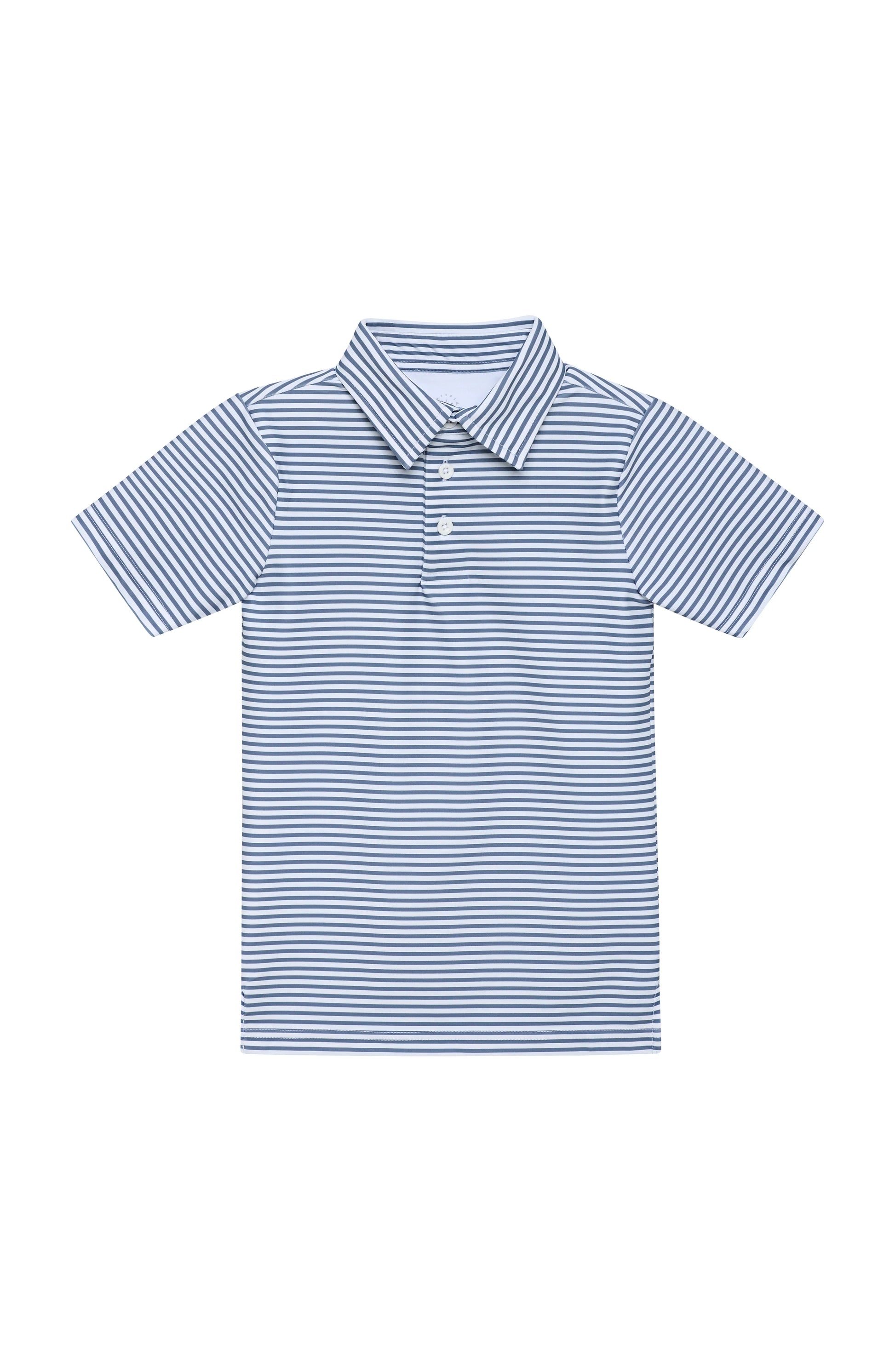 Slate & White Thin Stripe Polo Shirt