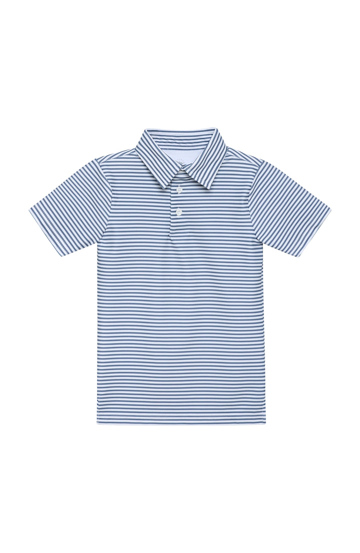 Slate & White Thin Stripe Polo Shirt