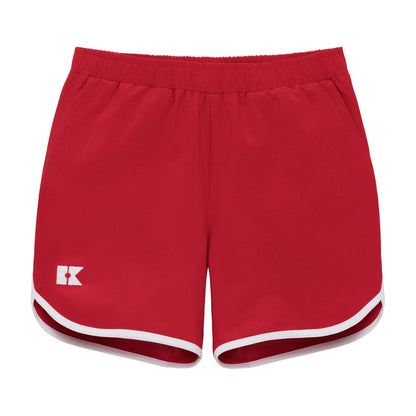 RED RETRO SUPER SHORT WITH WHITE PIPING