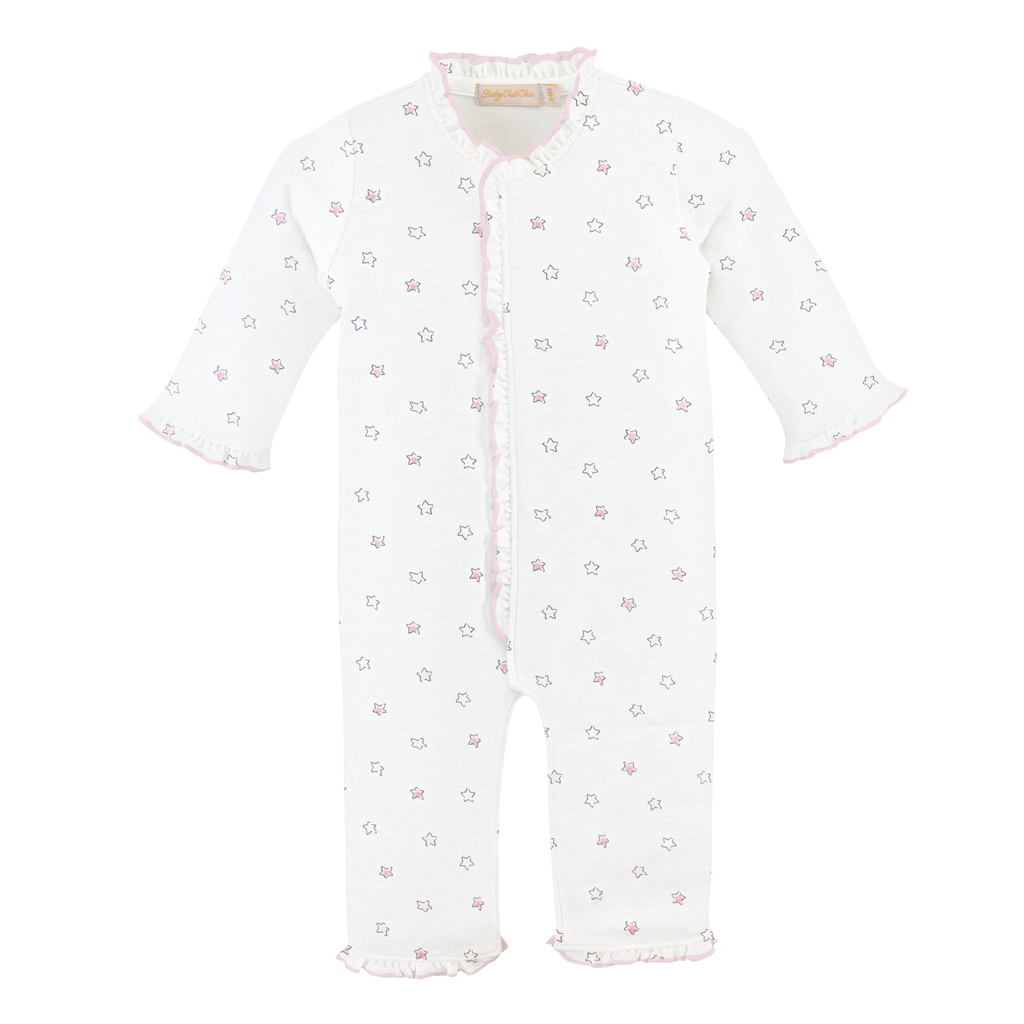 Ruffle Printed Coverall | Pink Little Stars