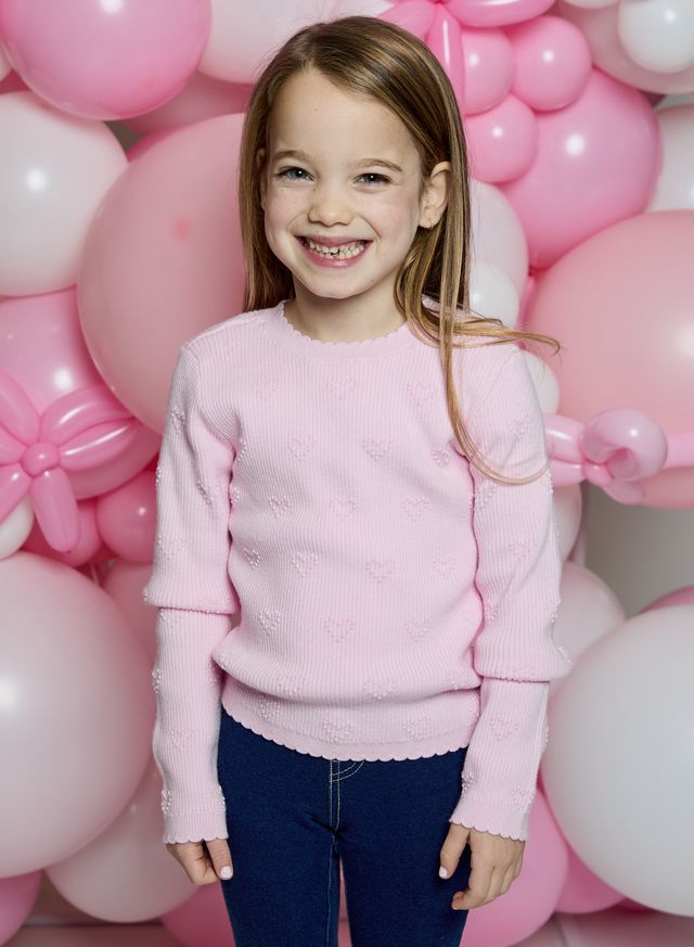 Pink Rib Heart Sweater
