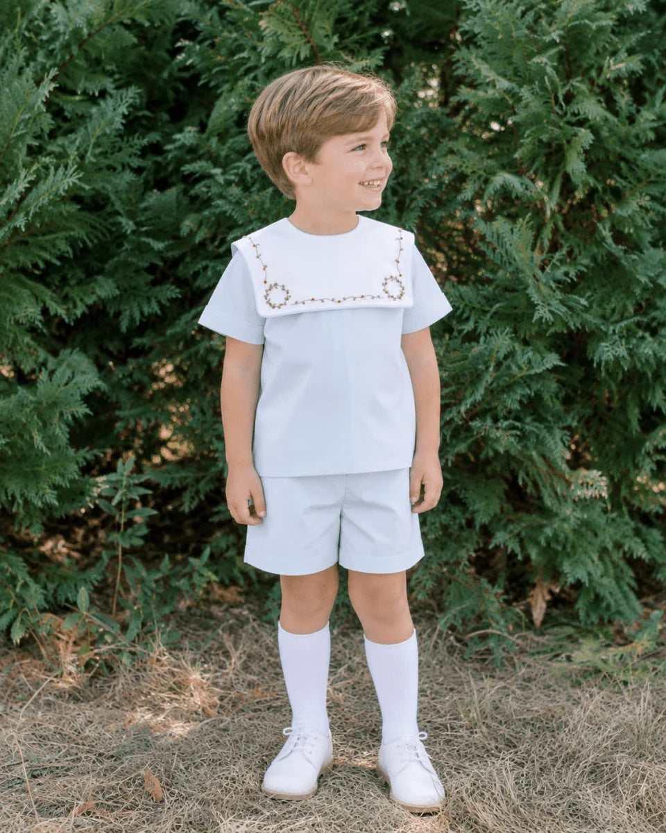 Christian Short Set | Blessings Blue Batiste, Holly
