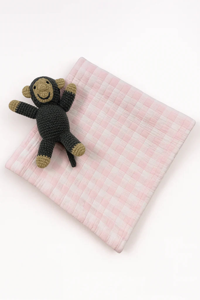 Gingham Check Baby Blanket | Pink