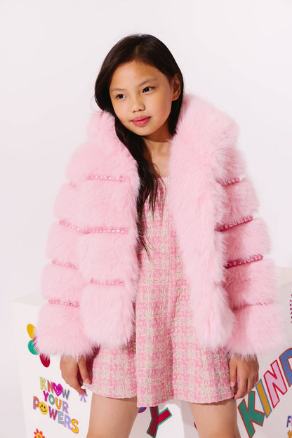 Cotton Candy Gem Faux Fur Coat