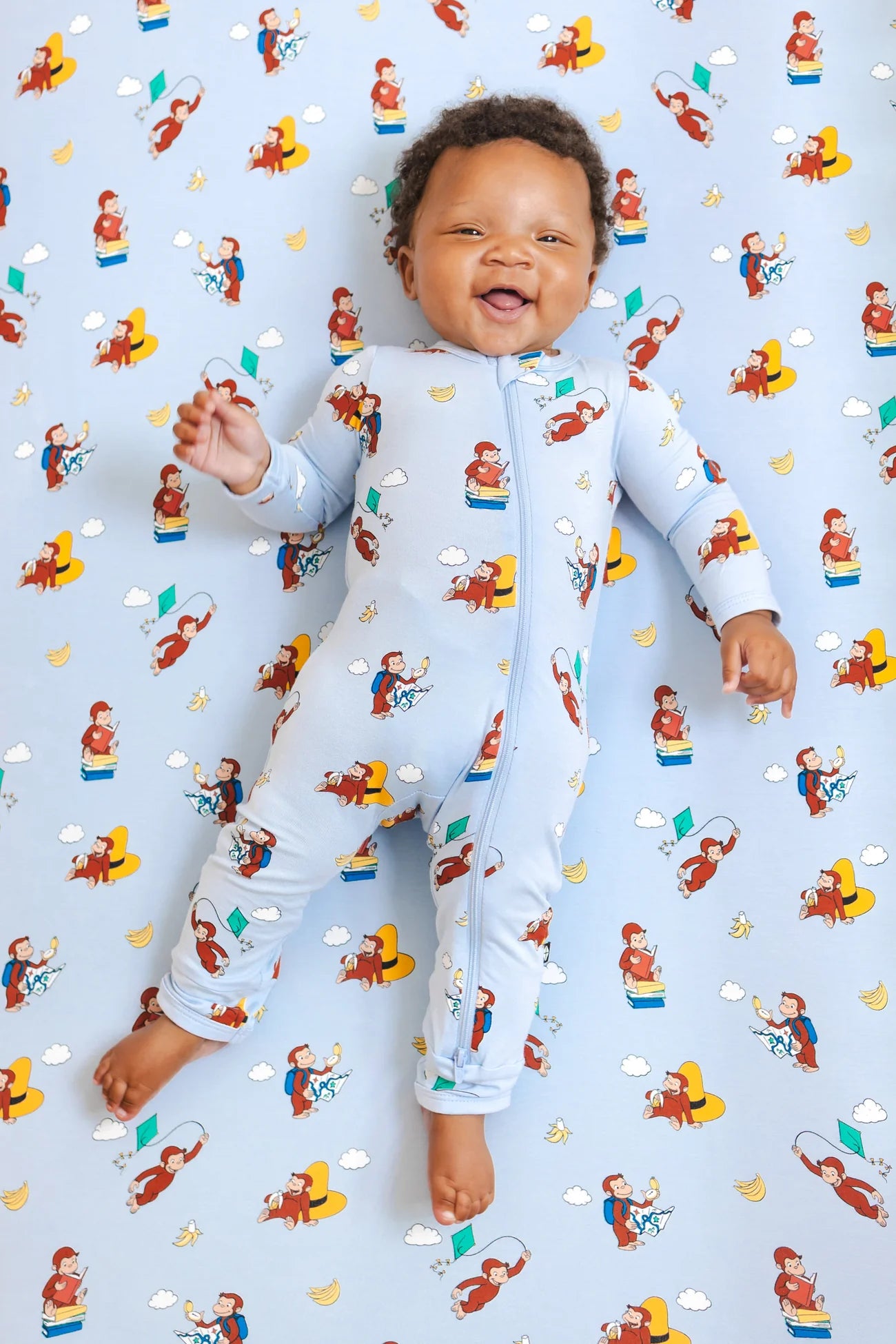 Kyte Baby Zippered Bamboo Romper | Curious George