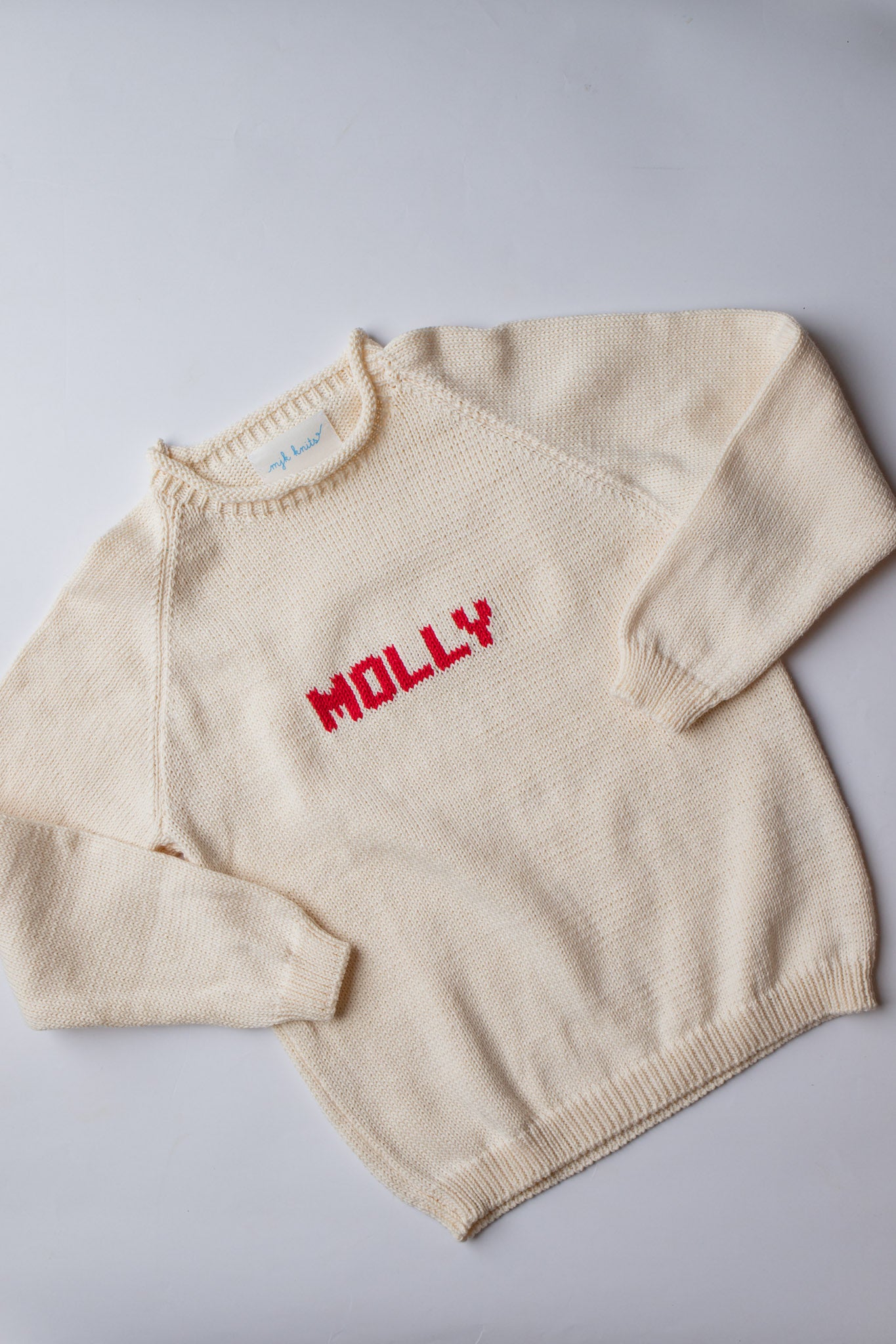 Name Sweater | Natural with Red