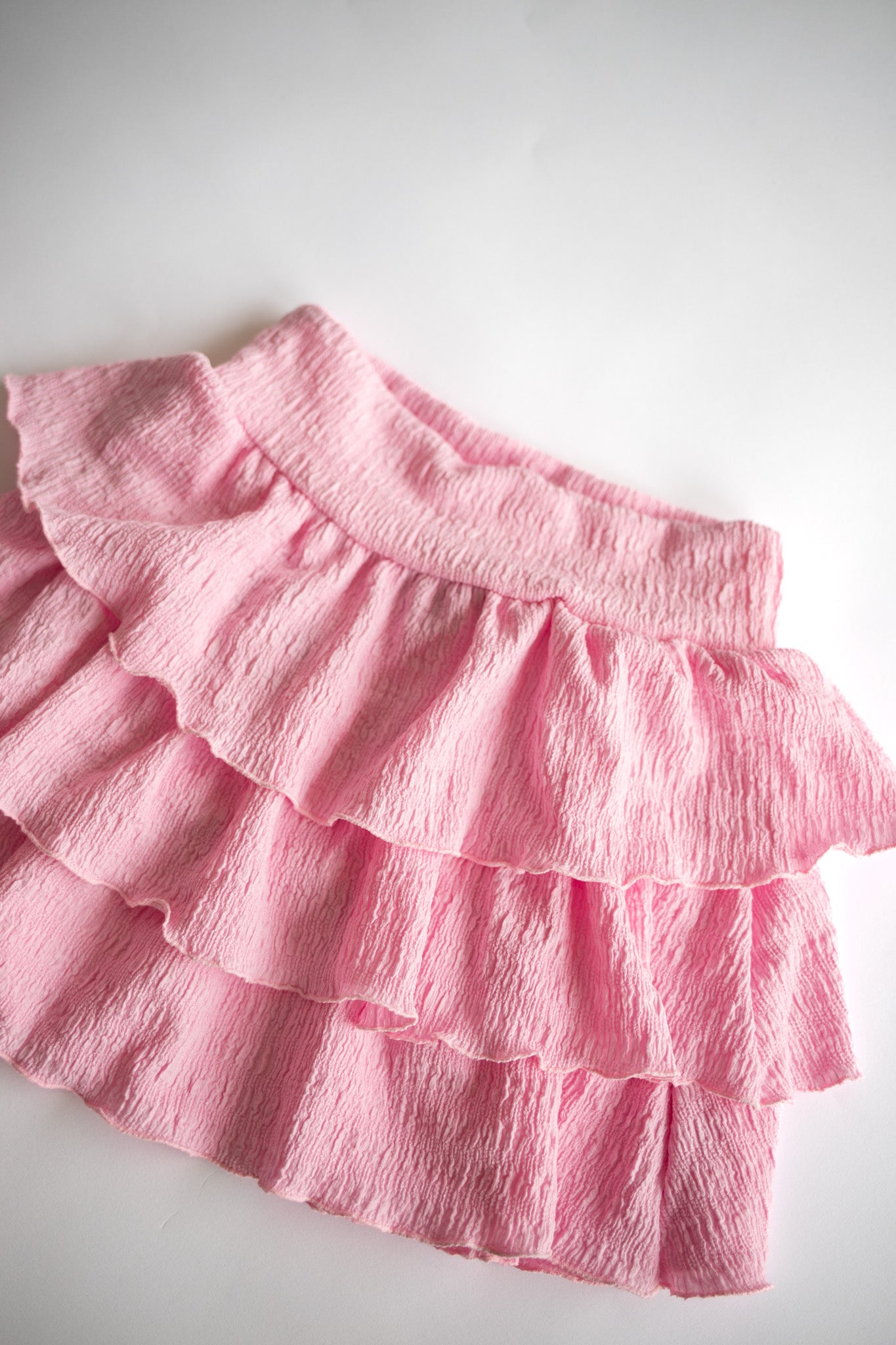 Crinkle Tiered Skirt | Pink