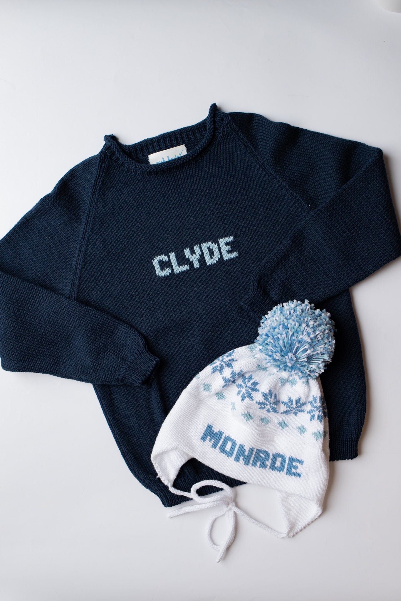 Name Sweater | Navy with Light Blue
