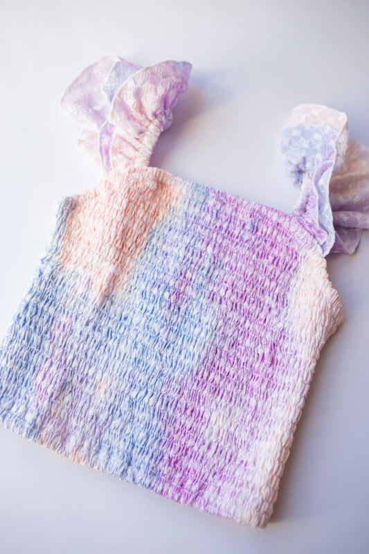 Embroidered Smocked Top | Spring Tie Dye