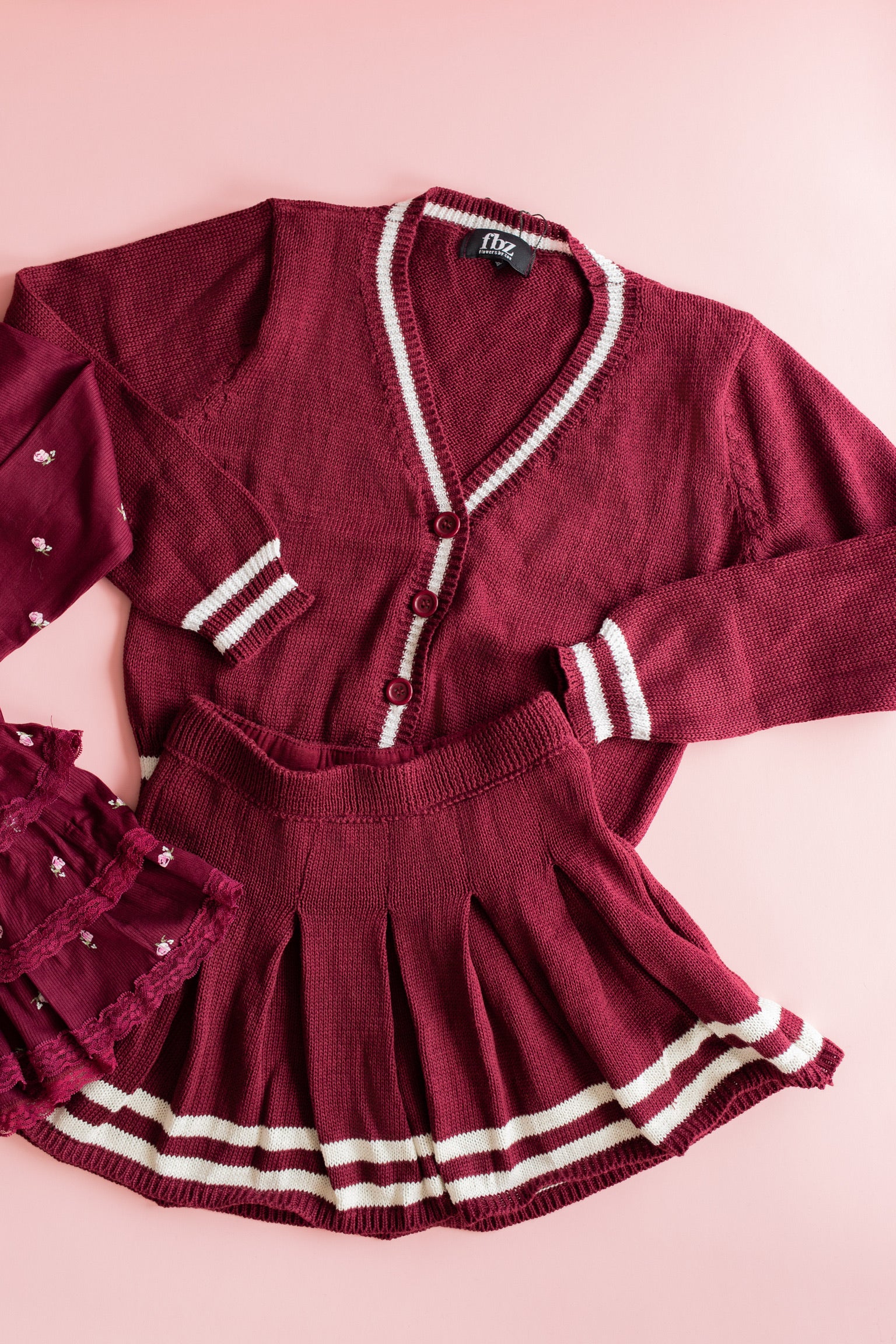 Knit Cardigan | Maroon