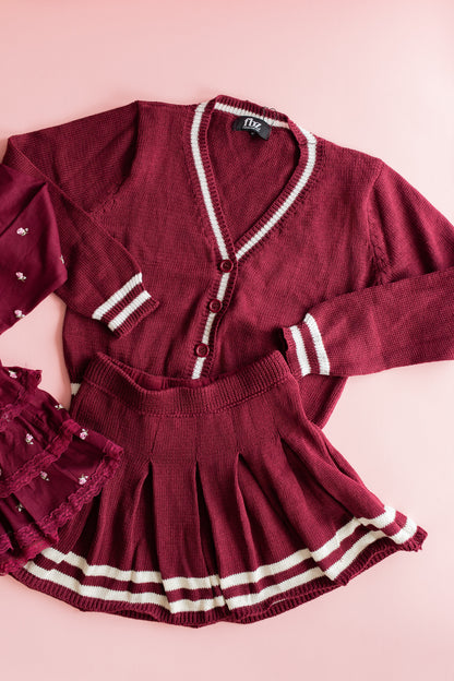 Knit Cardigan | Maroon