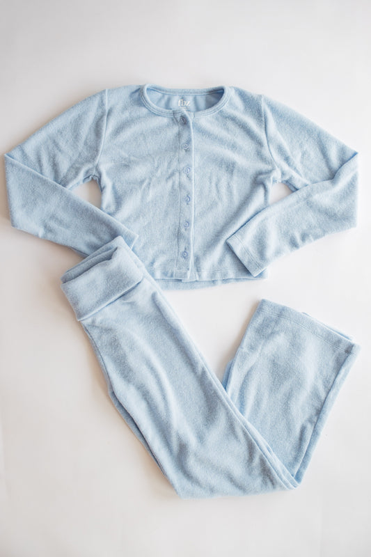 Foldover Plush Pant | Baby Blue