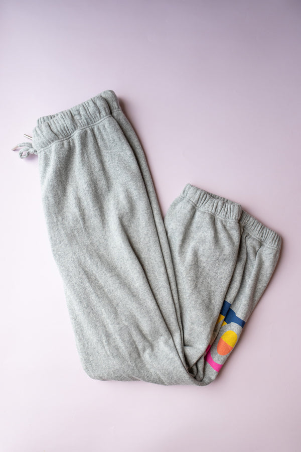 Love Ankle Stripe Gathered Sweatpant | Misty Grey