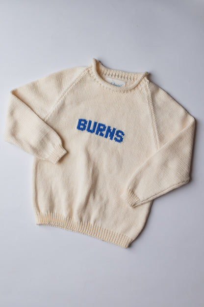 Name Sweater | Natural with Royal Blue