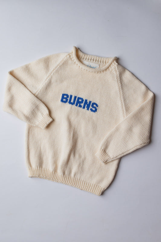 Name Sweater | Natural with Royal Blue