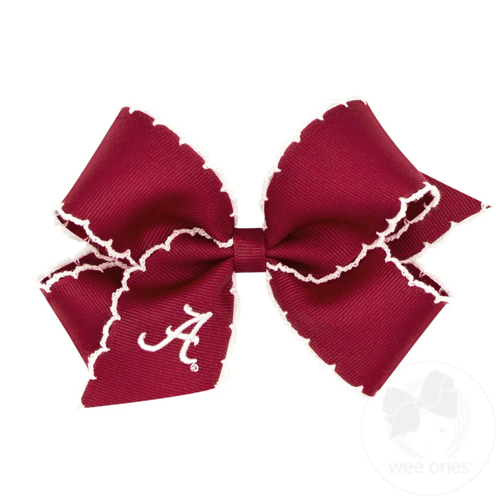 Medium Collegiate Moonstitch Embroidered Hair Bow | Bama