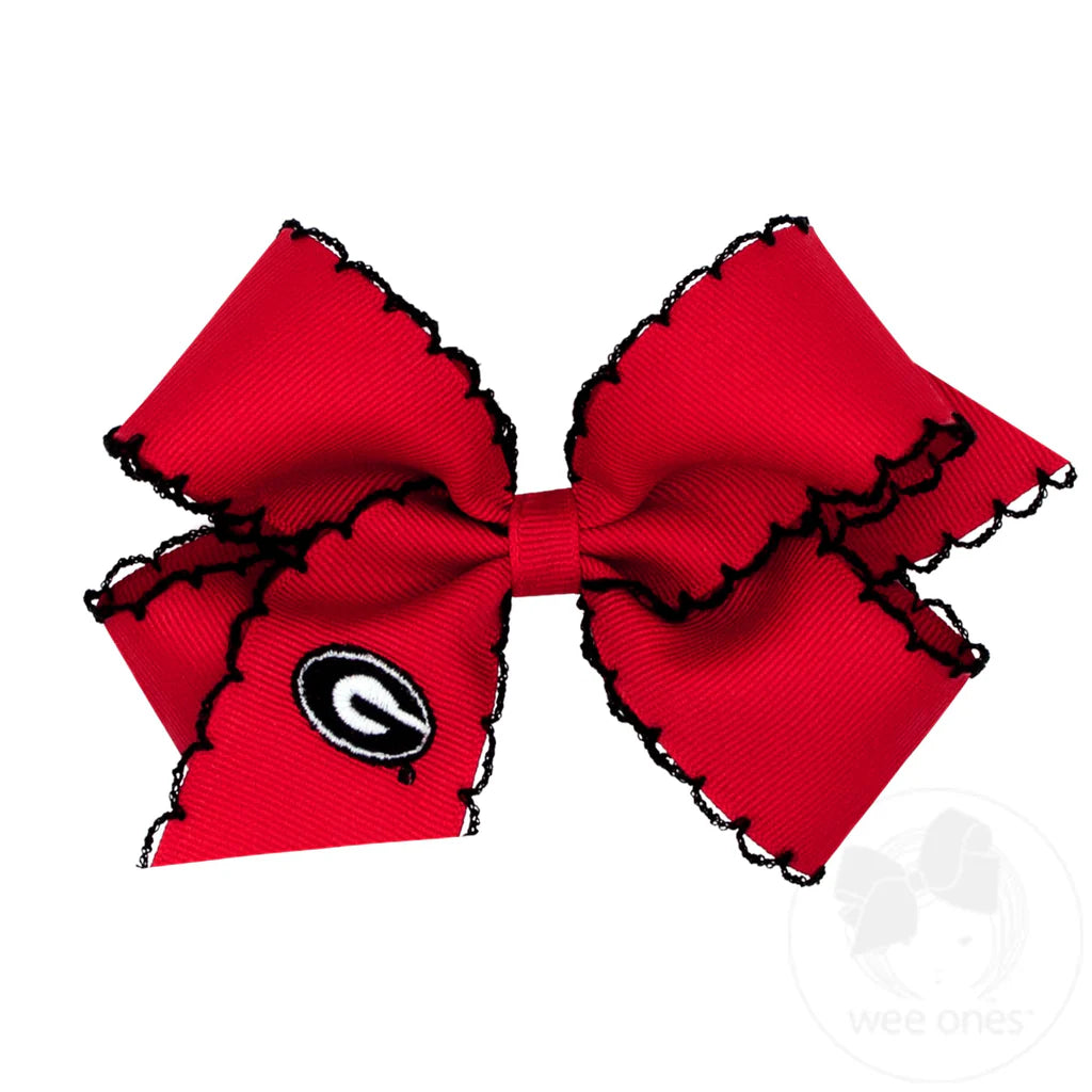 Medium Collegiate Moonstitch Embroidered Hair Bow | Georgia