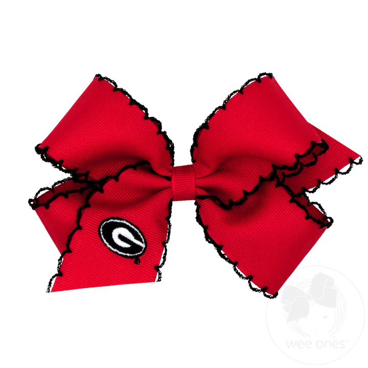 Medium Collegiate Moonstitch Embroidered Hair Bow | Georgia