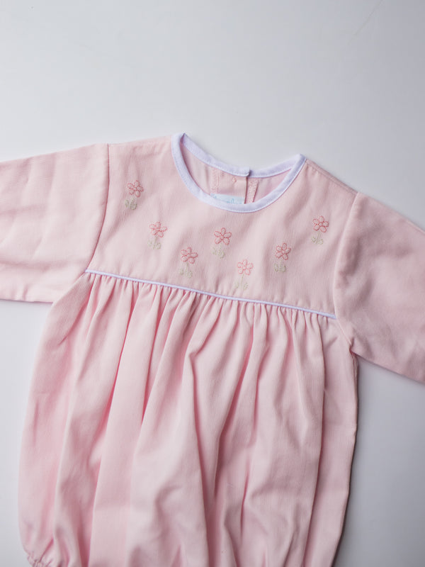 Long Sleeve Baby Blooms Embroidered Bubble | Pink