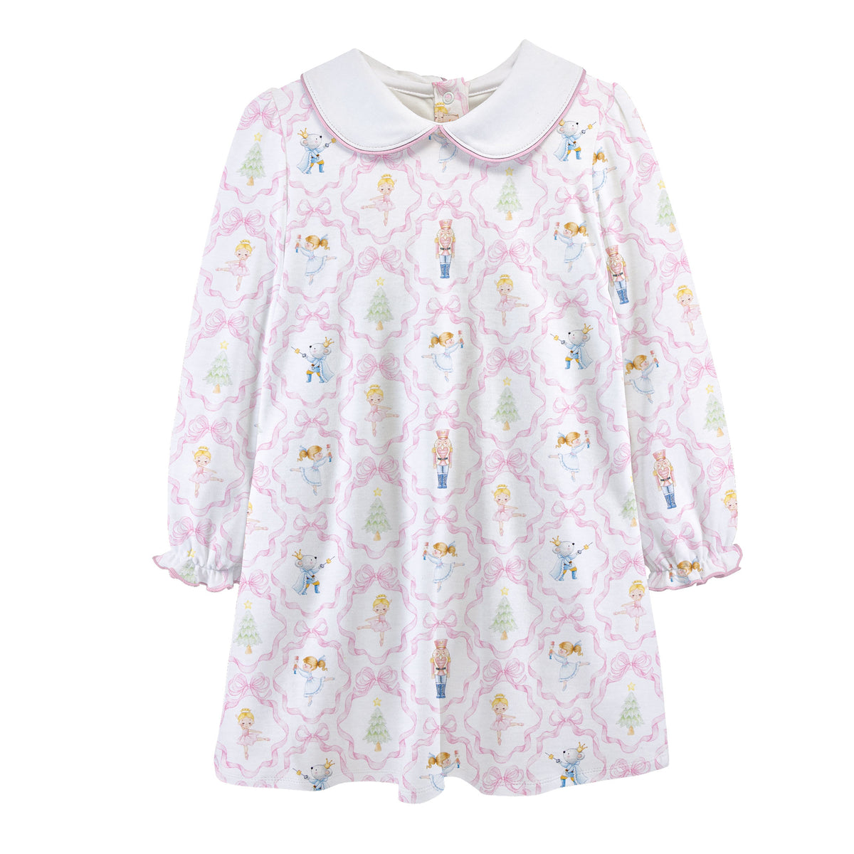 Nutcracker Dreams Printed Pima Dress w Round Collar