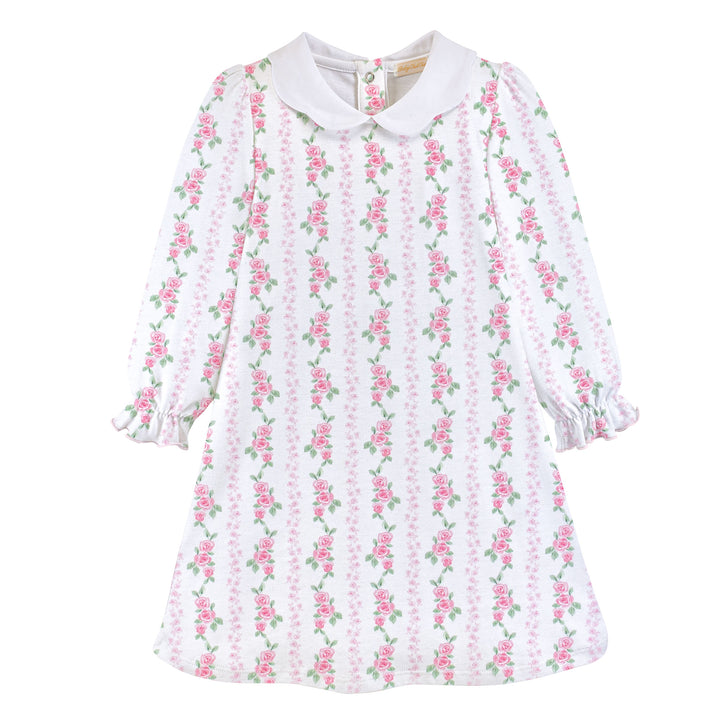 Printed Scallop Collar Dress | Soft Roses