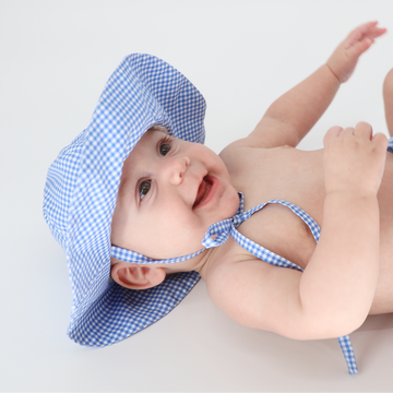 sky blue gingham sun hat