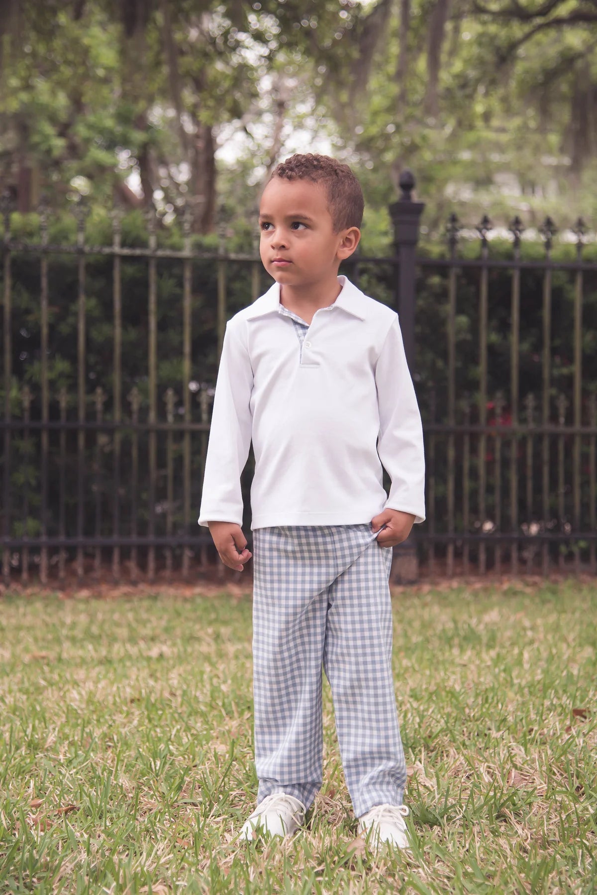 Parker Pant Set | Stone Blue Check