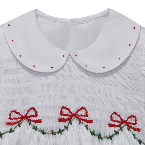 White Collared Cate Dress | Christmas Ribbons