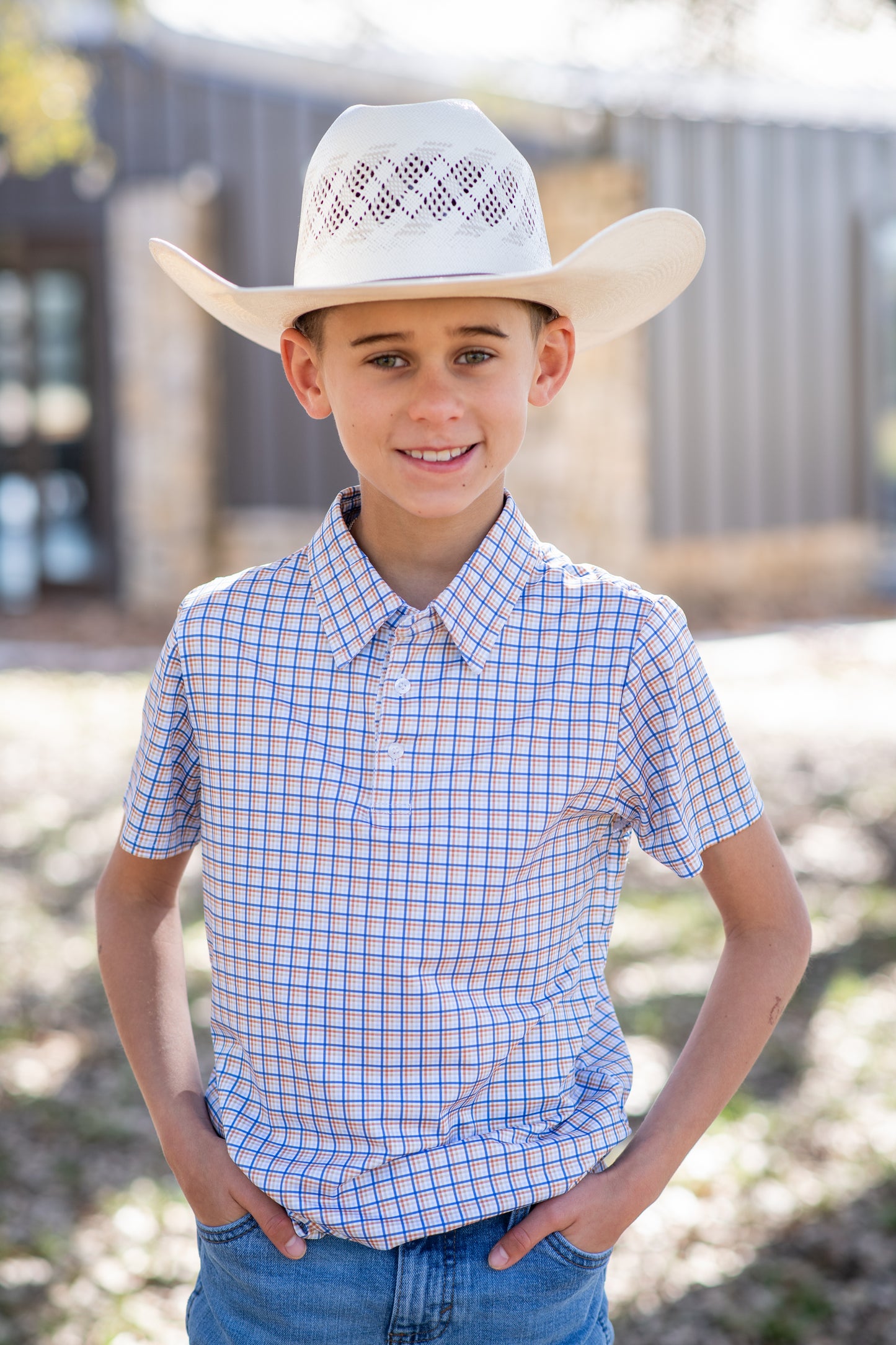 Brazos Plaid Polo Short Sleeve Shirt