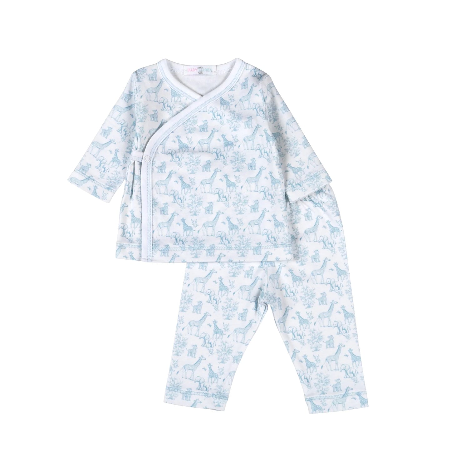 Blue Baby Safari Pima Kimono Pants Set