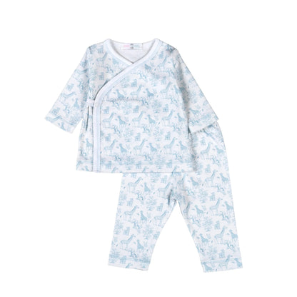 Blue Baby Safari Pima Kimono Pants Set