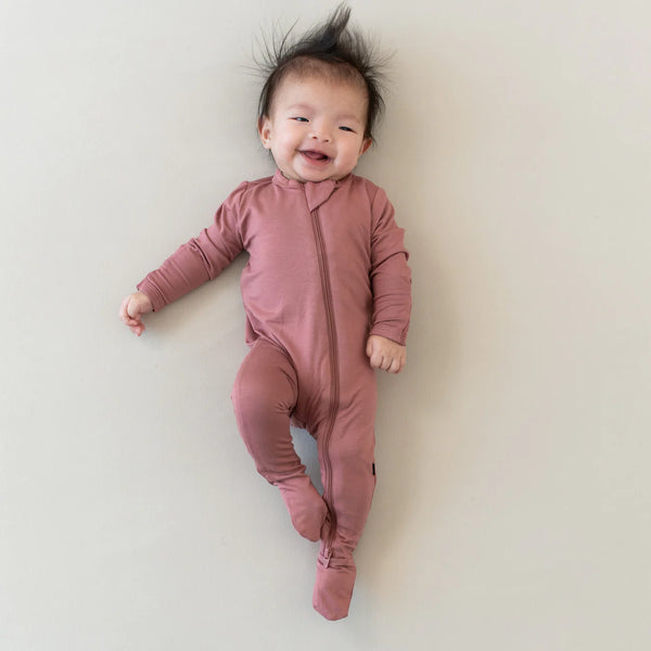 Kyte Baby Zippered Bamboo Footie | Dusty Rose