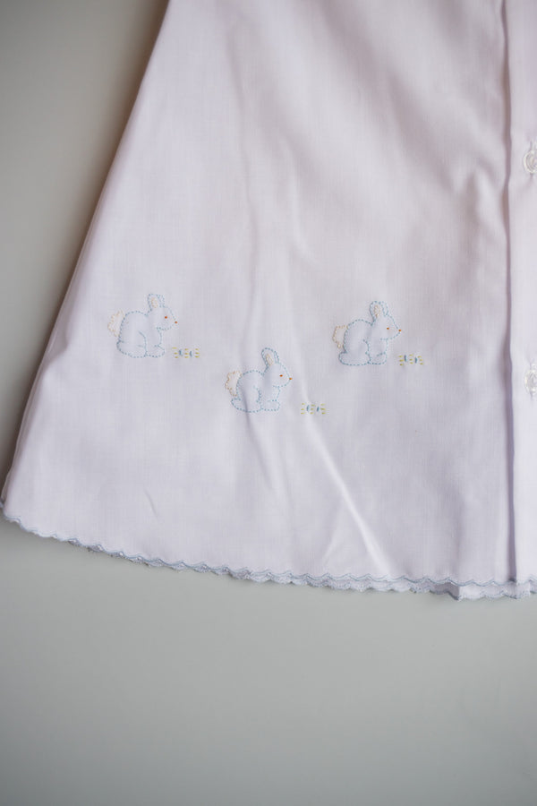 Peter Embroidered Bunny Daygown | White