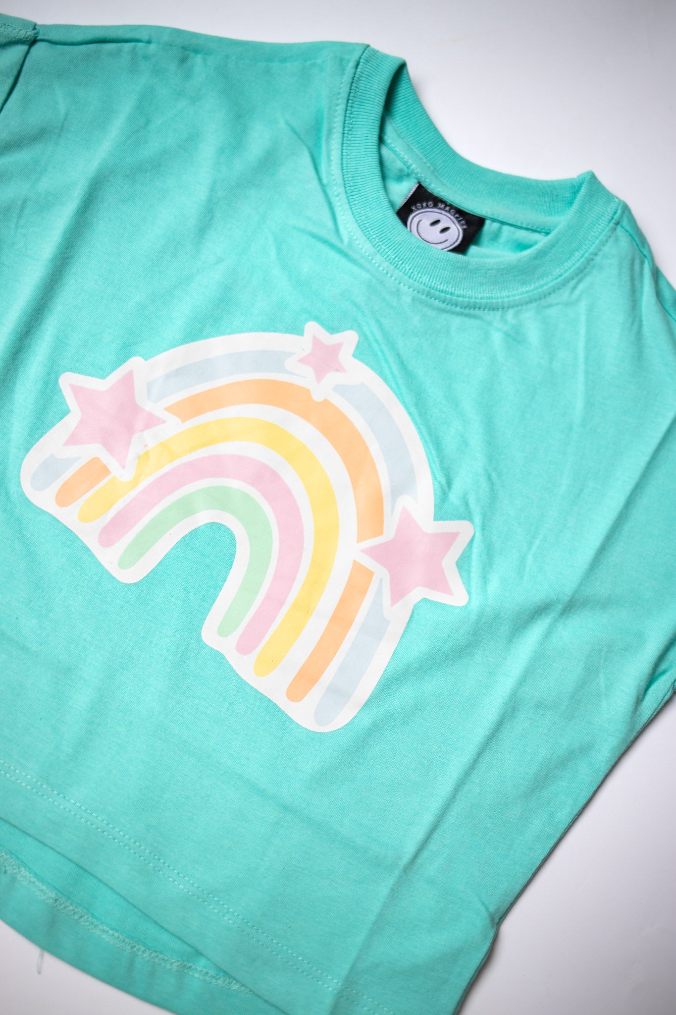 XOXO by Magpies Printed Short Sleeve Rainbow Tee | Aqua