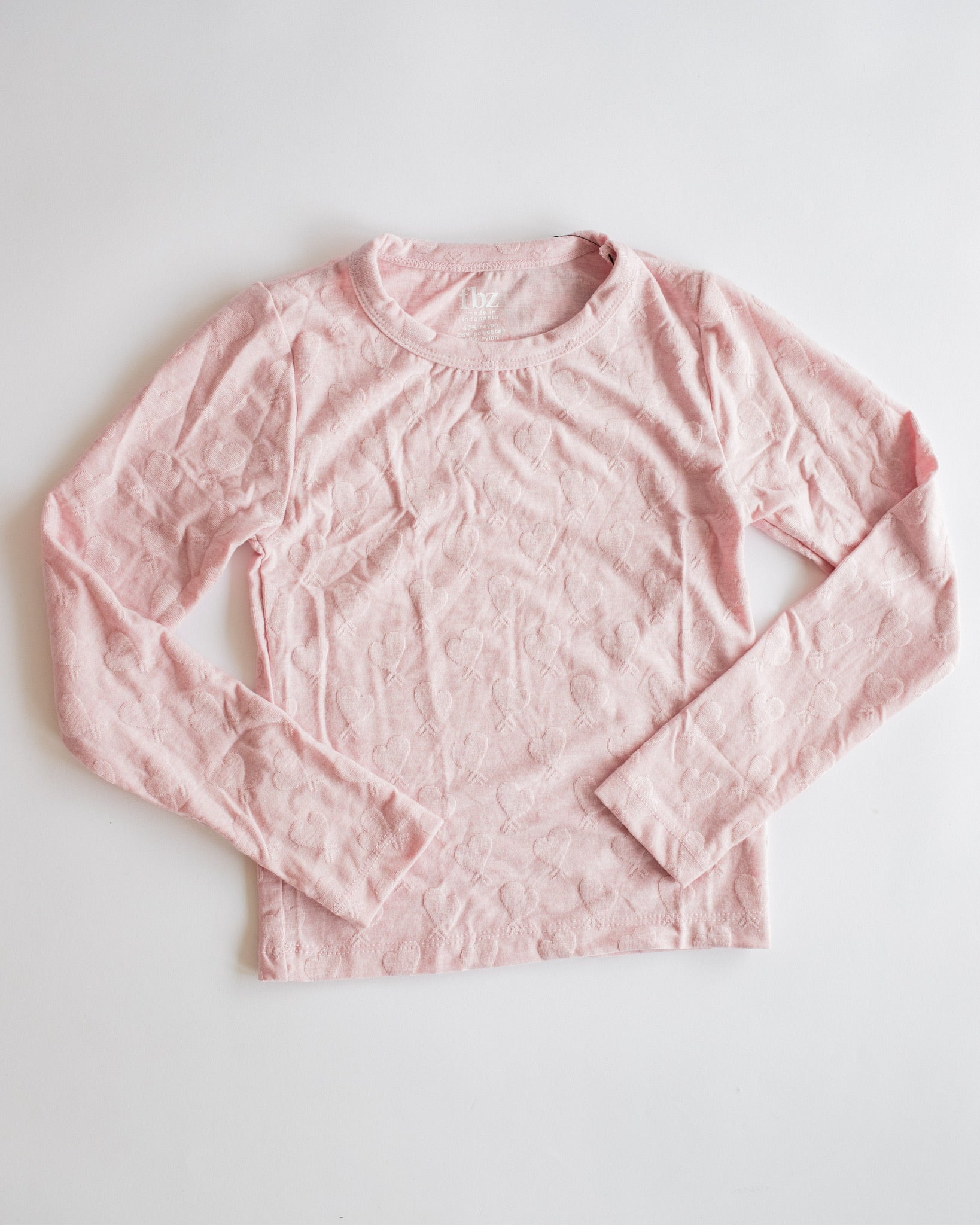 Embossed Heart Long Sleeve | Pink