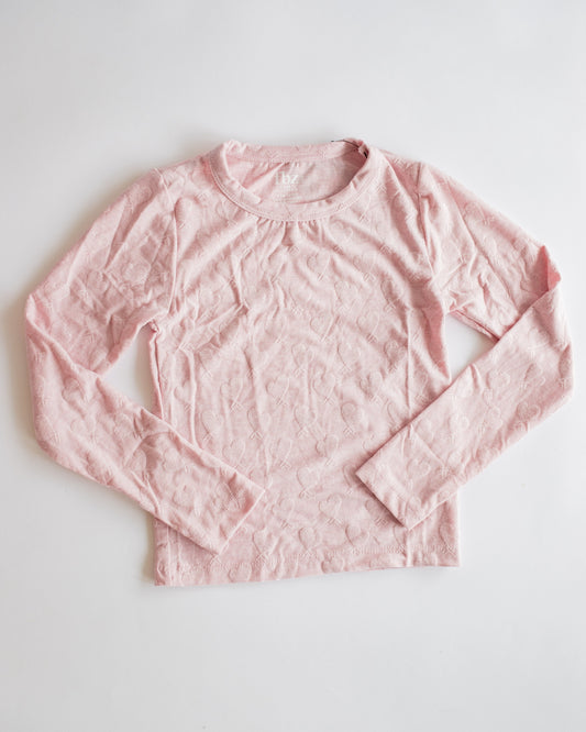 Embossed Heart Long Sleeve | Pink