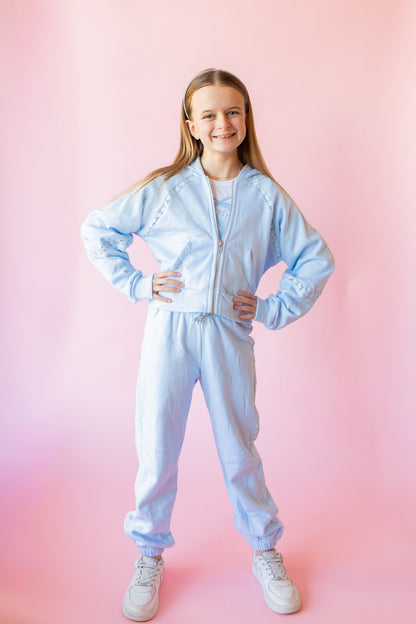 Crochet Detail Sweatpant | Aqua