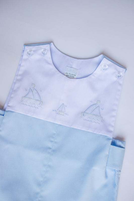 Boat Embroidered Boysuit | Blue