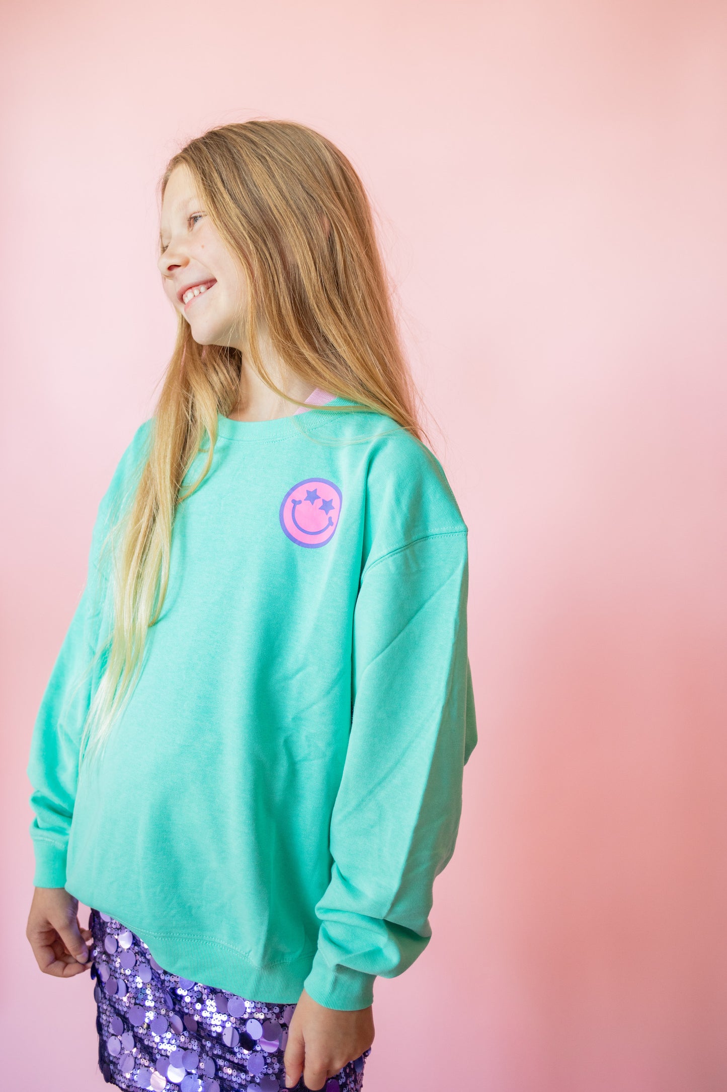 XOXO by Magpies Anything is Possible Smiley Sweatshirt | Aqua