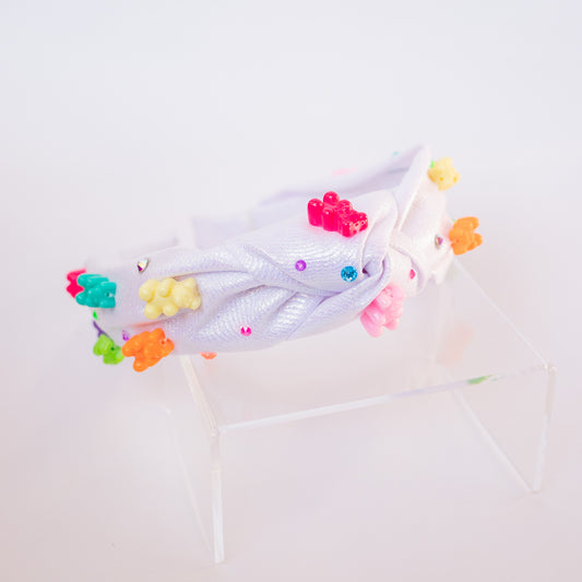 Gummy Bear Shimmer Charm Knot Headband | Rainbow