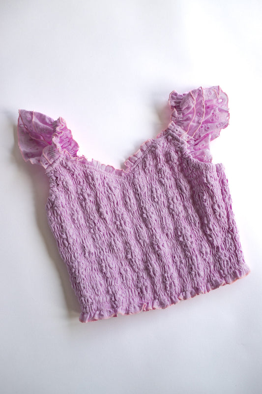 Pink Eyelet Smocked Top