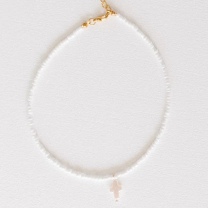 Ellie Cross Necklace | White/Pearl (Copy)